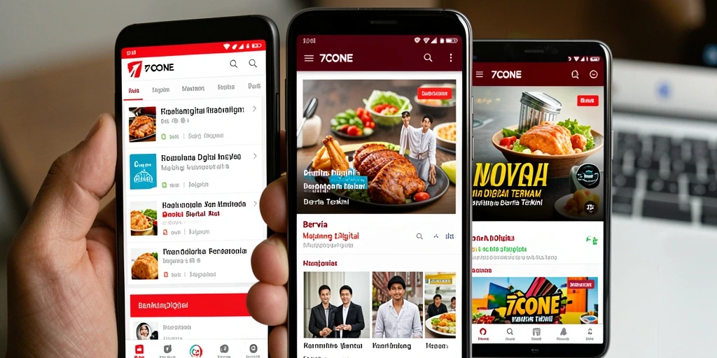 Tampilan antarmuka pengguna di aplikasi Majalah Digital 7CONE.