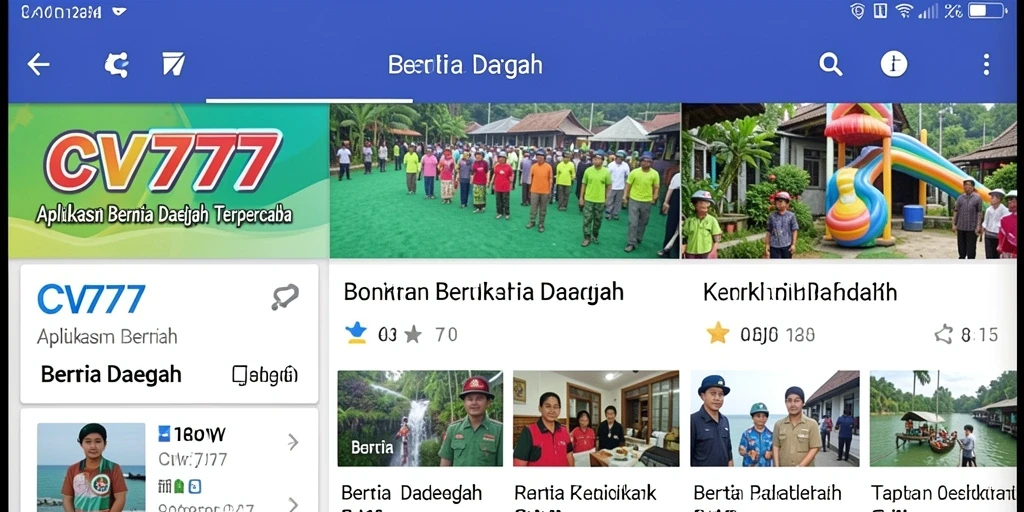 Antarmuka pengguna CV777 menampilkan berita daerah terbaru dan relevan.