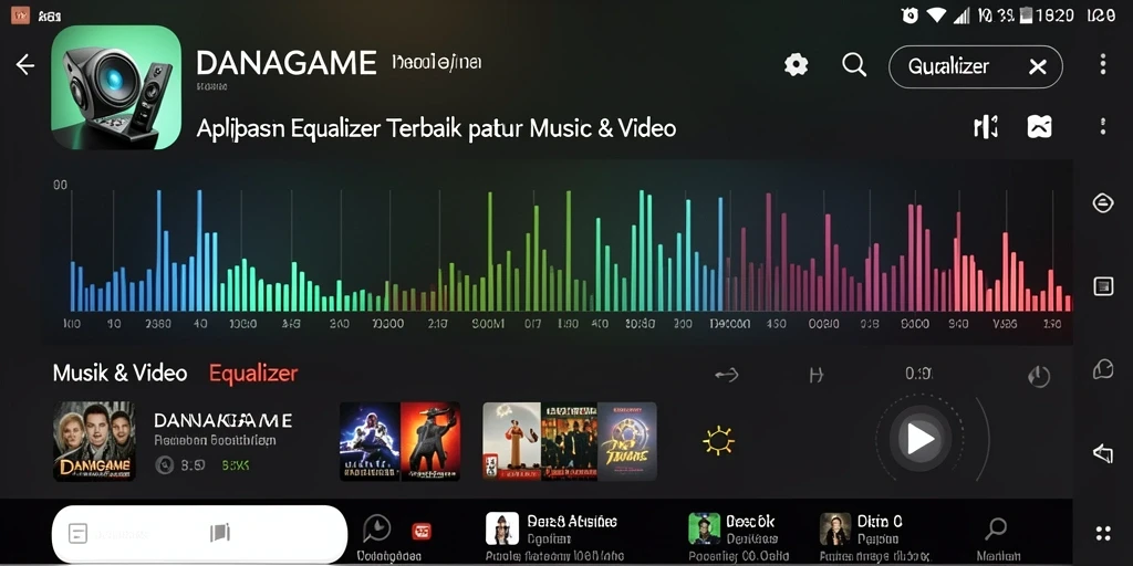 Antarmuka DANAGAME yang intuitif dan fungsi Equalizer yang menarik.