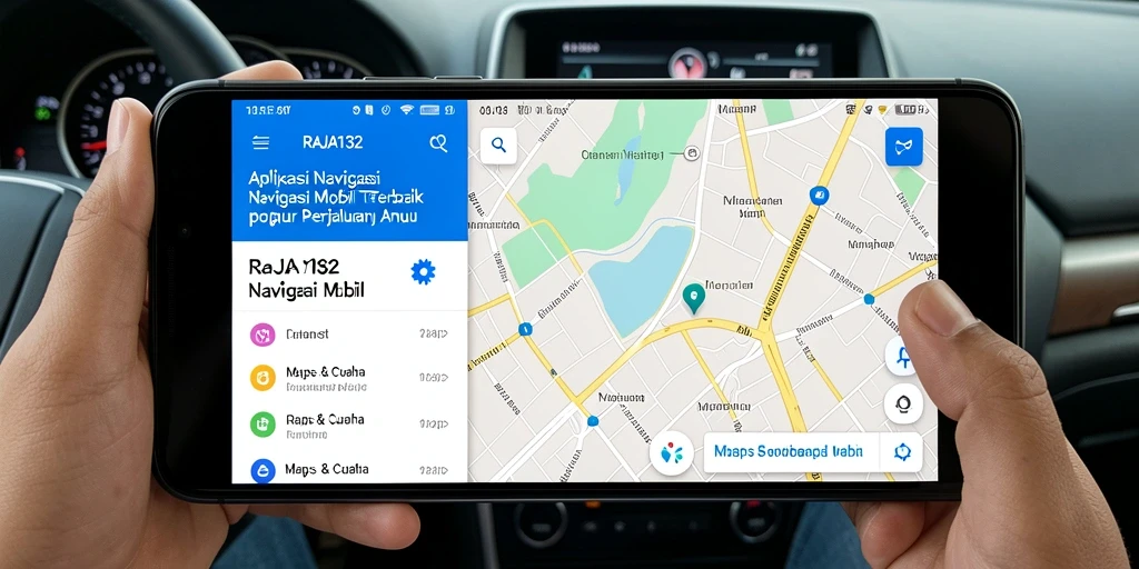 Antarmuka navigasi mobil RAJA132 yang jelas dan informatif.