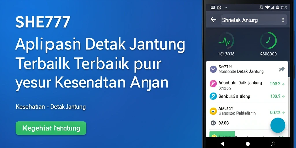 Screenshot aplikasi SHE777 menunjukkan antarmuka pemantauan detak jantung yang informatif.